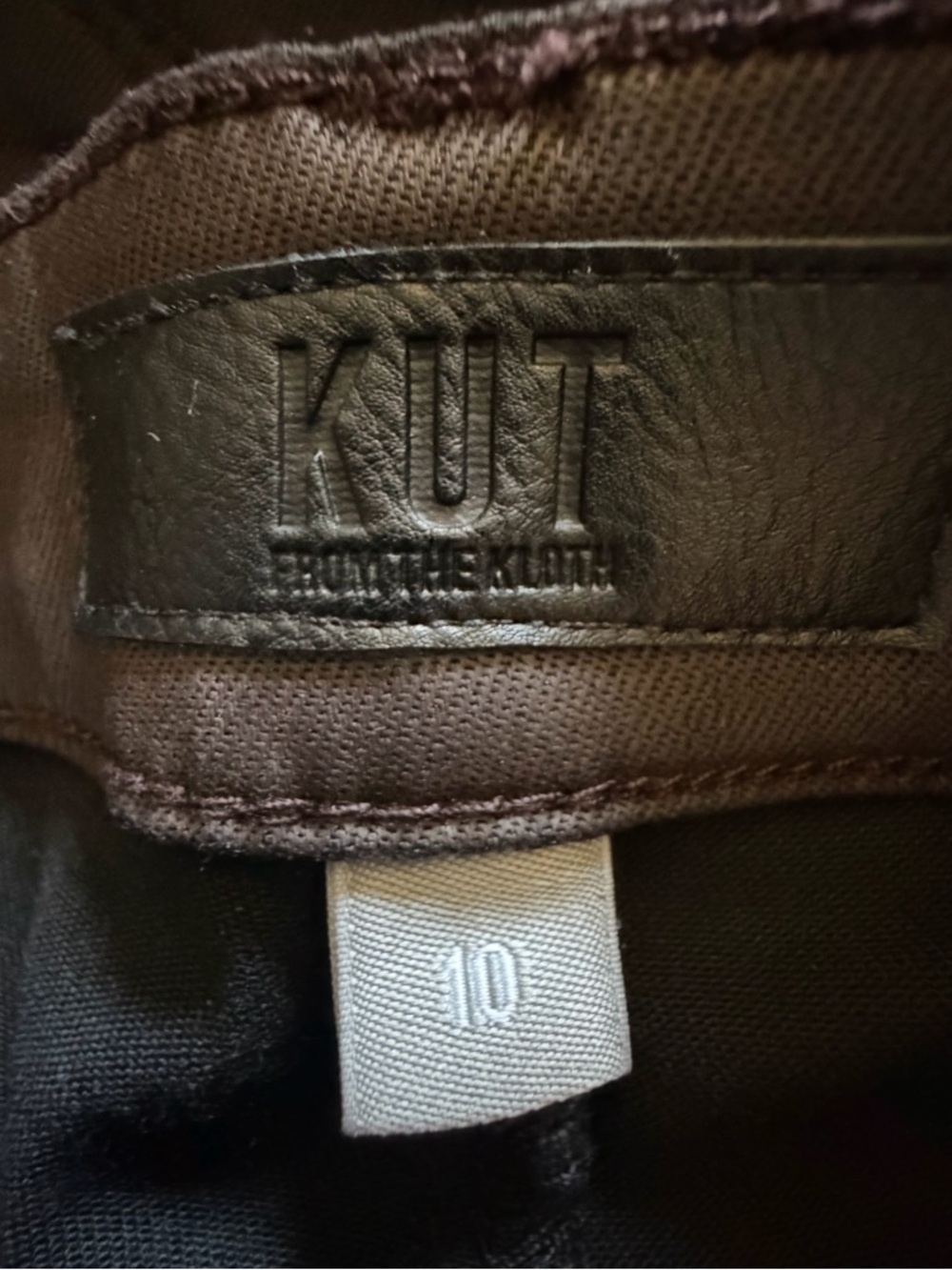 Kut From The Kloth Brown‎ Faux Leather Flare Pants Size 10 Y2K Retro Indie - Picture 10 of 13